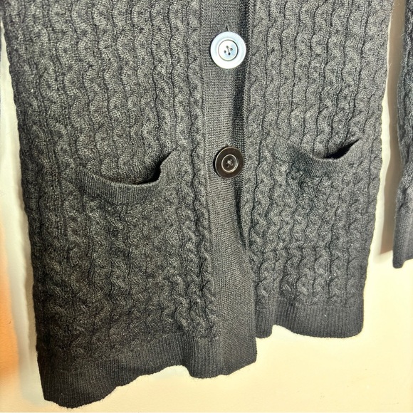 Hudson Alpaca Black Cable Knit Shawl Cardigan Size S - Picture 4 of 11